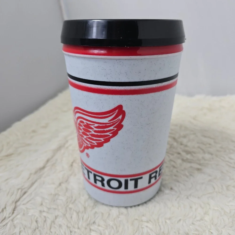 Vintage‎ Aladdin Detroit Red Wings Travel Mug NHL White Red Insulated Tumbler